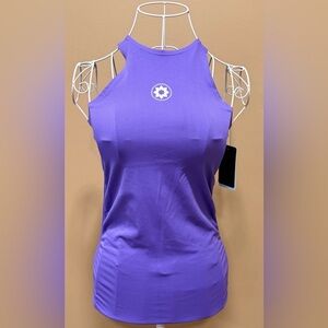 NUX New Groove Tank Top Purple High Neck Ruched Compression Medium